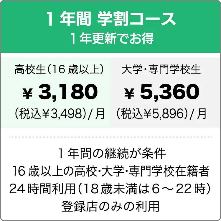１年間学割コース